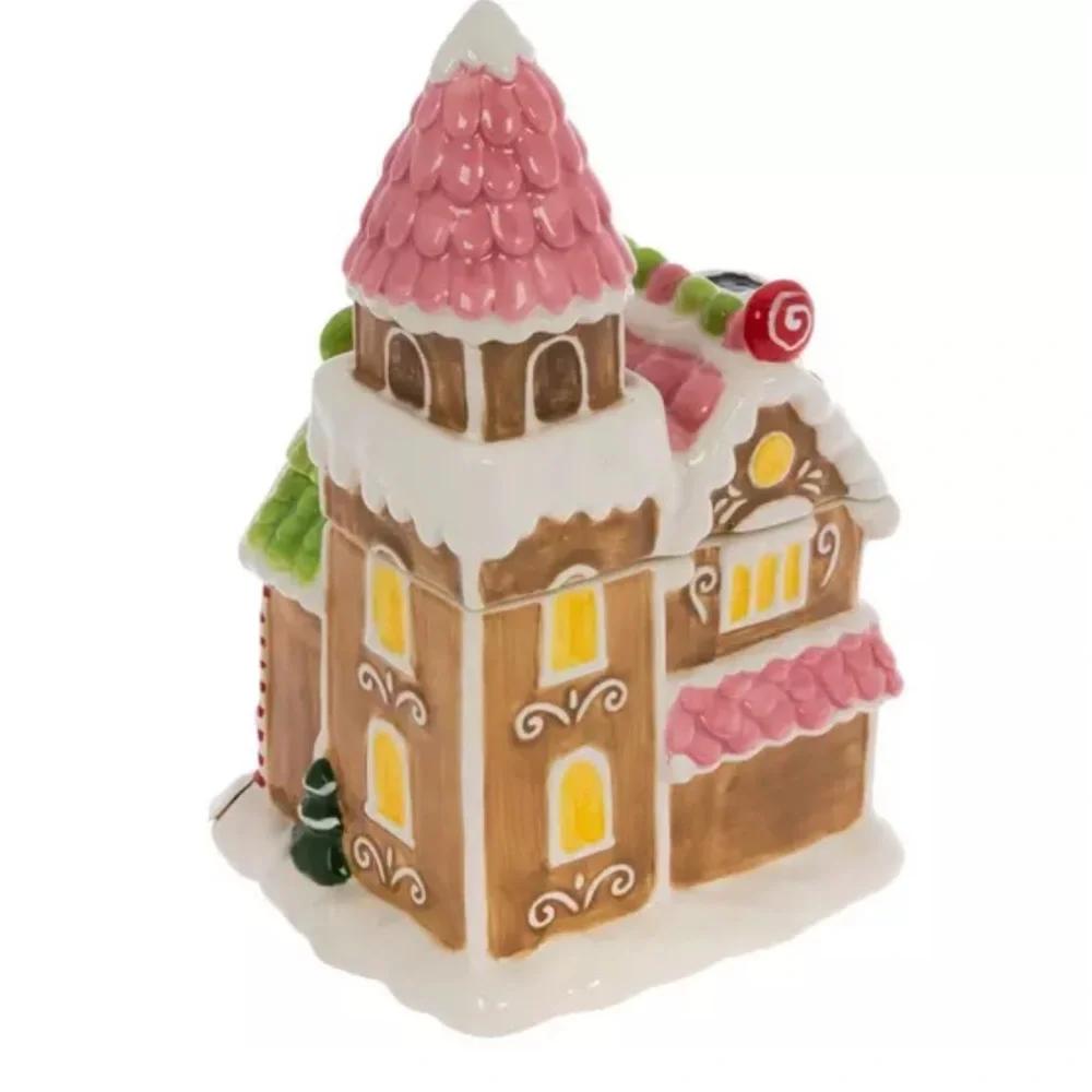 Pink Gingerbread House Cookie Jar, HTF